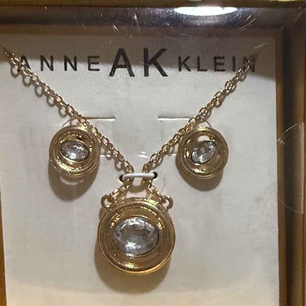 Anne Klein Gold Necklace with Clear Accents
